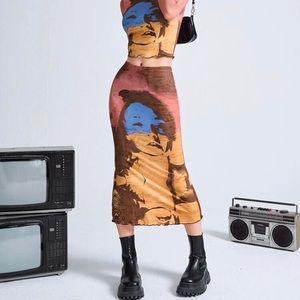 Graphic Streetwear Maxi Skirt Set